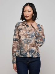 Maia Printed Lace Blouse in Tan Multi Western Toile | L'AGENCE near me