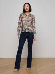 Maia Printed Lace Blouse in Tan Multi Western Toile | L'AGENCE near me