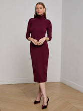 Voletta Turtleneck Midi Dress in Dark Port | L'AGENCE online