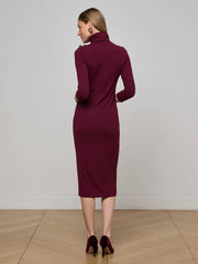 Voletta Turtleneck Midi Dress in Dark Port | L'AGENCE online