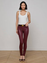 Marguerite Coated Skinny Jean in Dark Port Coated | L'AGENCE online