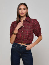 Cove Cropped Tweed Jacket in Brown/Black Cherry Multi Tweed | L'AGENCE online