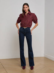 Cove Cropped Tweed Jacket in Brown/Black Cherry Multi Tweed | L'AGENCE online
