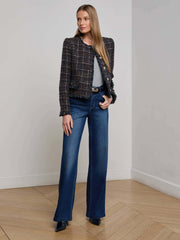 Zaya Tweed Jacket in Midnight Brown Multi Tweed | L'AGENCE sale