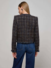Zaya Tweed Jacket in Midnight Brown Multi Tweed | L'AGENCE sale