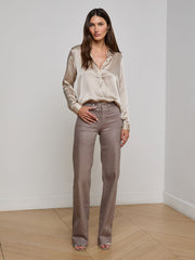 Tyler Silk Blouse in Smoke Grey | L'AGENCE discount