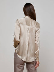 Tyler Silk Blouse in Smoke Grey | L'AGENCE discount