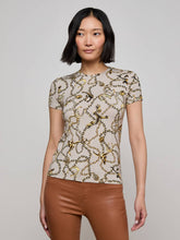 Ressi Fitted Tee in Smoke Grey/Gold Long Horn Chain | L'AGENCE discount
