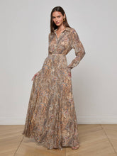 Patricia Maxi Skirt in Brown/Blue Valencia Leopard | L'AGENCE near me