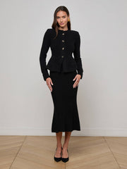Melissa Knit Cardigan in Black/Gold | L'AGENCE for sale