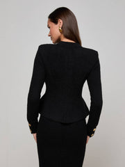 Melissa Knit Cardigan in Black/Gold | L'AGENCE for sale