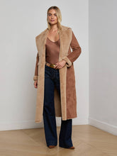 Citron Faux Fur Maxi Coat in Sepia Brown/Light Almond | L'AGENCE discount