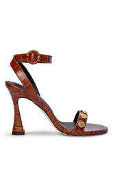 Harriett Leather Sandal in Cognac Croco Embossed | L'AGENCE discount
