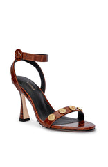 Harriett Leather Sandal in Cognac Croco Embossed | L'AGENCE discount