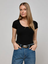 Brynlee Scoopneck Tee in Black | L'AGENCE US