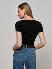 Brynlee Scoopneck Tee in Black | L'AGENCE US