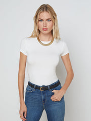 Ressi Fitted Crewneck Tee in White | L'AGENCE US