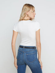 Ressi Fitted Crewneck Tee in White | L'AGENCE US