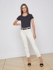 Cory Cotton Scoopneck Tee in Black | L'AGENCE near me