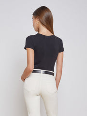 Cory Cotton Scoopneck Tee in Black | L'AGENCE near me