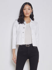 Janelle 3/4 Sleeve Jean Jacket in Blanc | L'AGENCE online