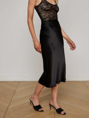 Perin Silk Midi Skirt in Black | L'AGENCE discount