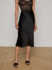 Perin Silk Midi Skirt in Black | L'AGENCE discount