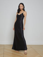 Serita Silk Slip Dress in Black | L'AGENCE for sale