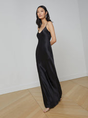 Serita Silk Slip Dress in Black | L'AGENCE for sale