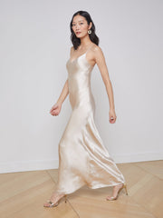 Serita Silk Slip Dress in Champagne | L'AGENCE sale
