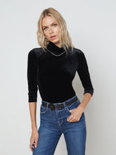 Aja 3/4 Sleeve Velvet Turtleneck in Black | L'AGENCE US