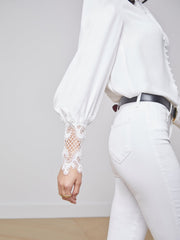 Ava Lace Cuff Blouse in Ivory | L'AGENCE sale