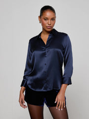 Dani Silk Blouse in Midnight | L'AGENCE online