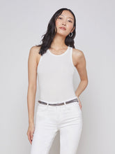 Nia Ribbed Racerback Tank in White | L'AGENCE online