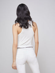 Nia Ribbed Racerback Tank in White | L'AGENCE online