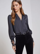 Ava Lace Cuff Blouse in Black | L'AGENCE Women