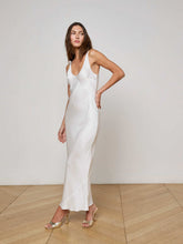 Akiya Satin Maxi Dress in White | L'AGENCE for sale