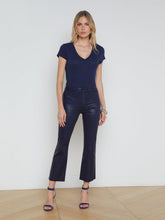 Kendra Coated Cropped Flare Jean in Midnight Coated | L'AGENCE US