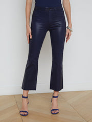 Kendra Coated Cropped Flare Jean in Midnight Coated | L'AGENCE US