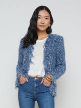 Azure Fringe Cardigan Blazer in Blue Multi | L'AGENCE US