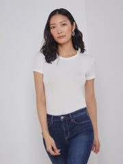 Ressi Fitted Crewneck Tee in White Micro Modal | L'AGENCE near me