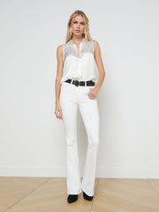 Emmy Sleeveless Silk Blouse in Ivory | L'AGENCE discount