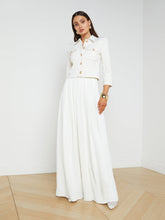 Nova Pleated Wide-Leg Pant in Ivory | L'AGENCE online