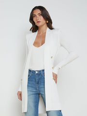 Noe Double-Breasted Cardigan in White | L'AGENCE for sale