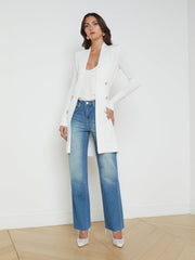 Noe Double-Breasted Cardigan in White | L'AGENCE for sale