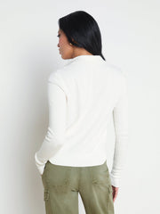 Sterling Long Sleeve Sweater in Ivory/Jewel Button | L'AGENCE Women