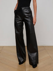 Livvy Leather Straight-Leg Trouser in Black | L'AGENCE discount