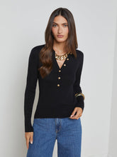 Sterling Long Sleeve Sweater in Black/Gold | L'AGENCE sale
