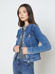 Yari Collarless Jean Jacket in Rhodes | L'AGENCE sale