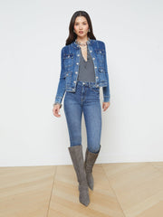 Yari Collarless Jean Jacket in Rhodes | L'AGENCE sale
